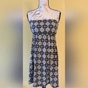 NWT Derek Heart Geometric Foral Pattern Strapless Dress Size Small